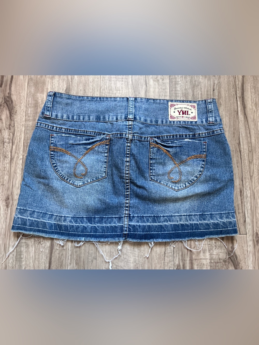 Vintage y2k 90’s blue Denim Mini Skirt western country stampede cowgirl cotton - Picture 2 of 5
